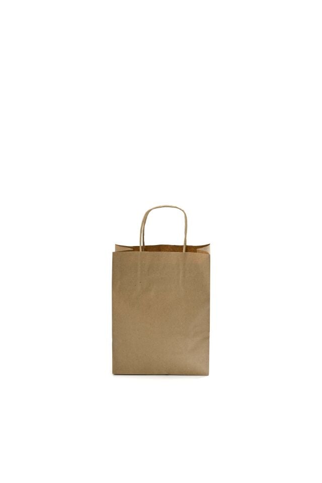Kağıt Çanta Burgu Saplı 18x24x8cm(Körük) - Kraft 25 Adet