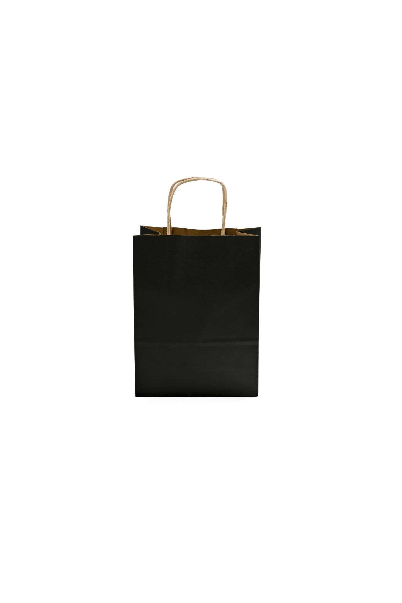 Kağıt Çanta Burgu Saplı 18x24x8cm(Körük) - Siyah 25 Adet