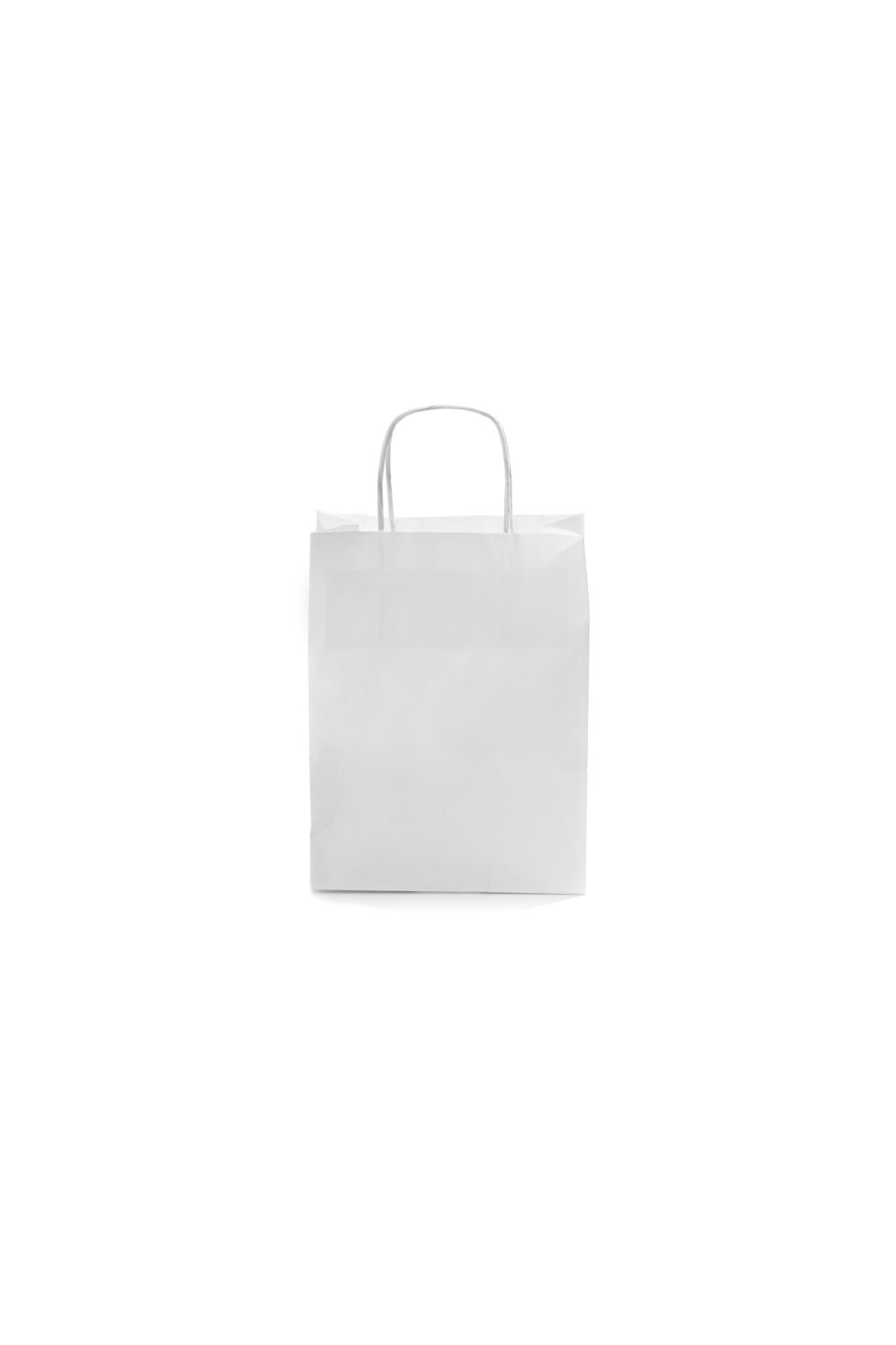 Kağıt Çanta Burgu Saplı 18x24x8cm(Körük) - Beyaz 25 Adet