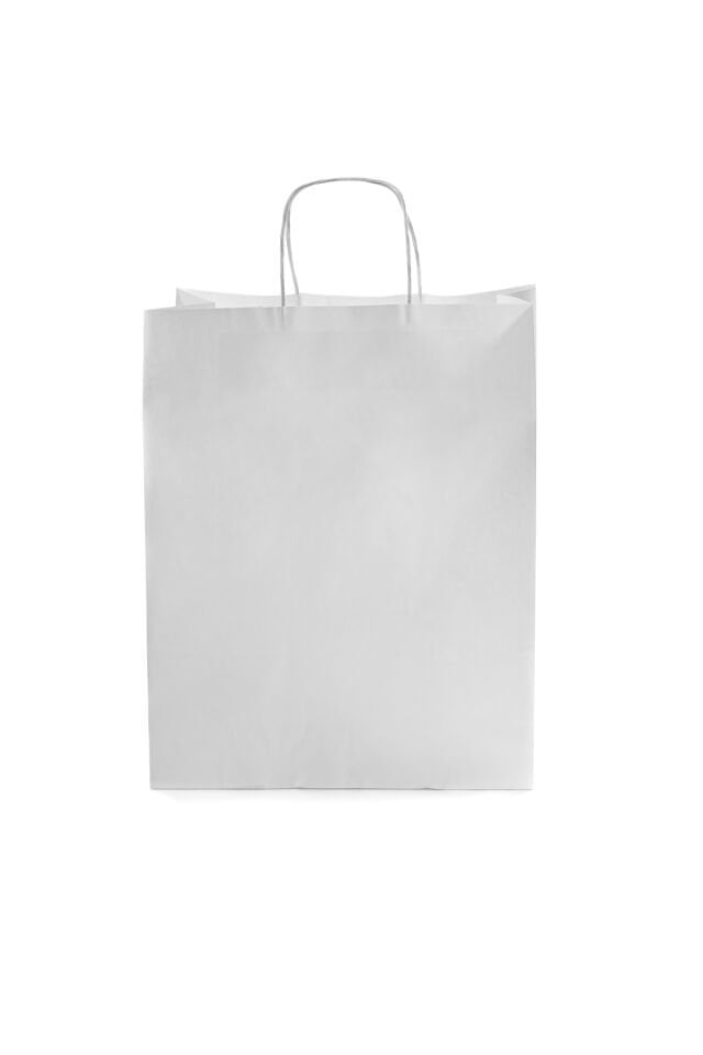 Kağıt Çanta Burgu Saplı 31x41x12cm(Körük) - Beyaz 25 Adet