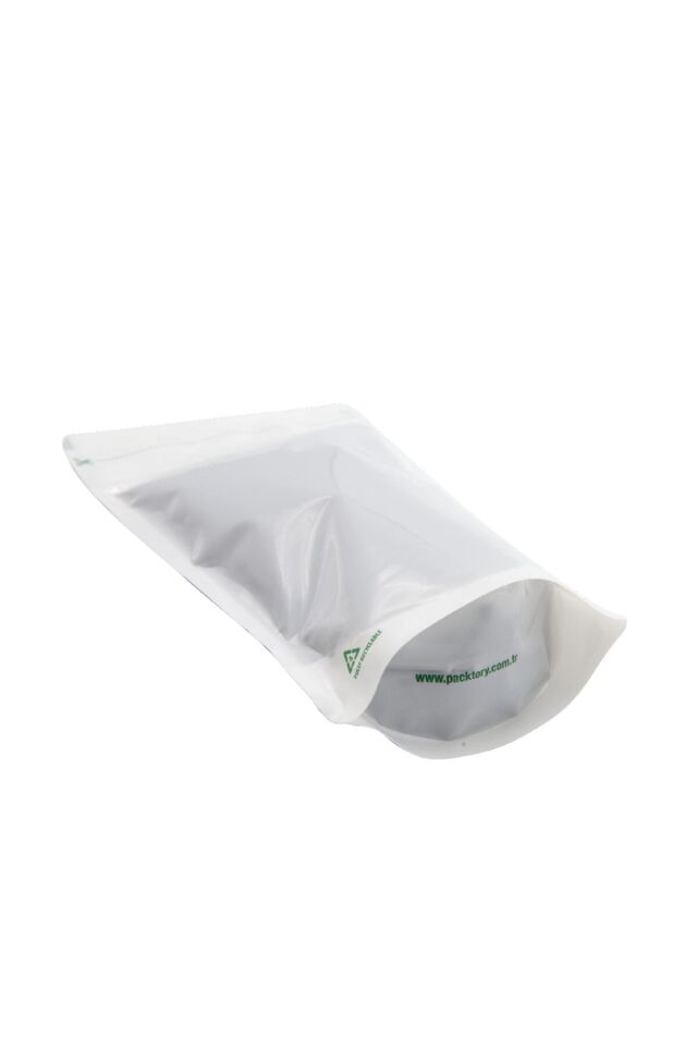 Geri Dönüştürülebilir Beyaz Doypack 13x22,5+3,5 cm-250 gr. 50 Adet