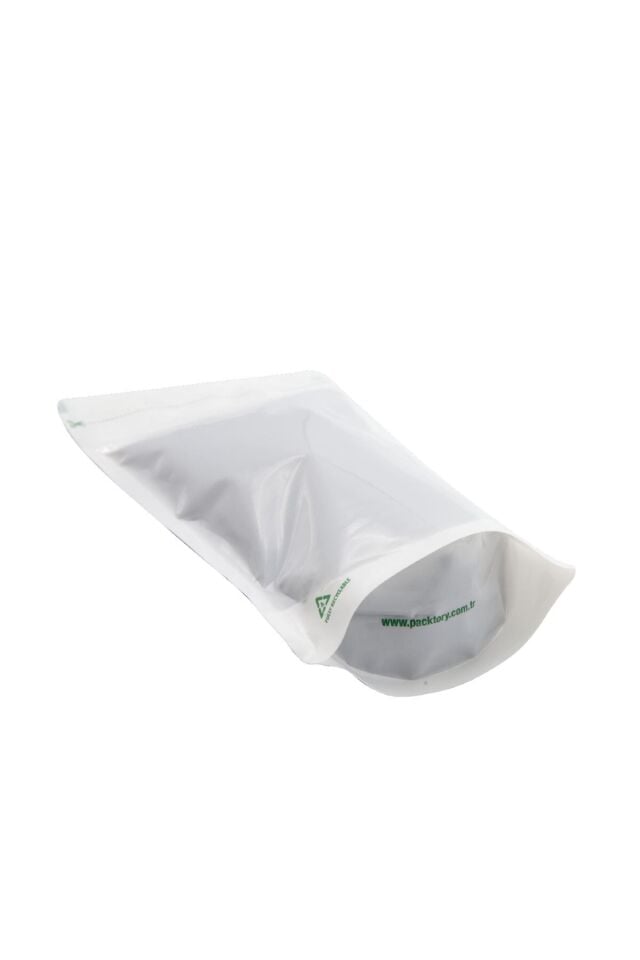 Geri Dönüştürülebilir Beyaz Doypack 13 X 22,5 + 3,5 cm -  250 gr. 2250 Adet