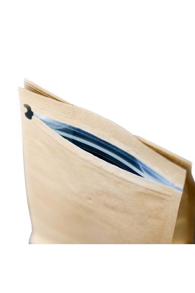 Kraft Aluminyum Önden Kilitli Doypack Ambalaj 16x27+4 cm-500 gr. 50 Adet