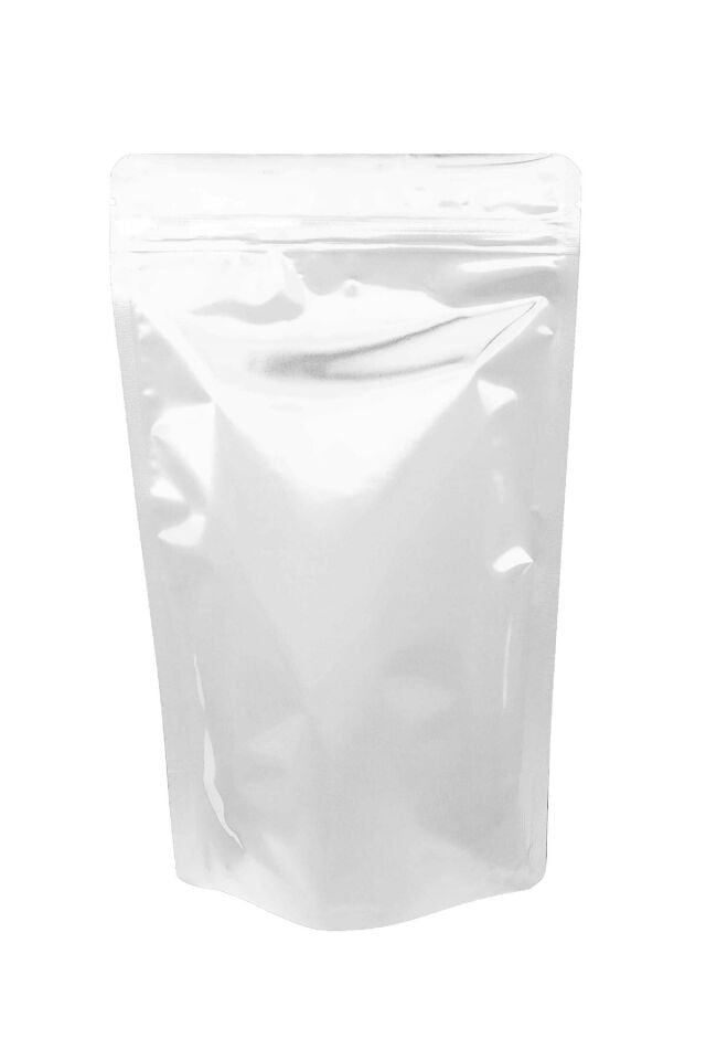 Beyaz Metalize Kilitli Doypack Ambalaj 16x27+4 cm-500 gr. 50 Adet