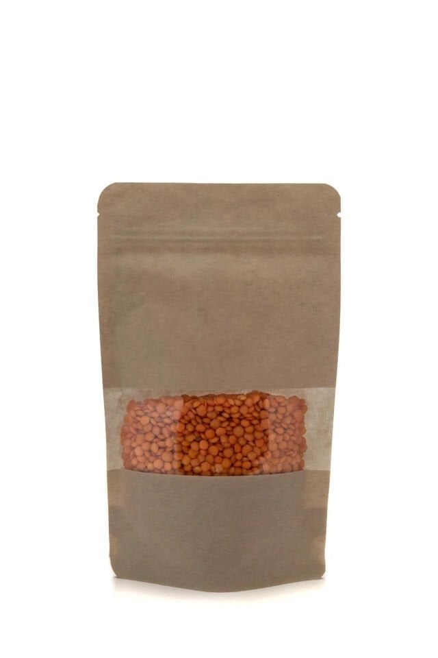 Pencereli Kraft Kilitli Doypack Ambalaj 18x29+4,5 cm-750 gr. 1000 Adet