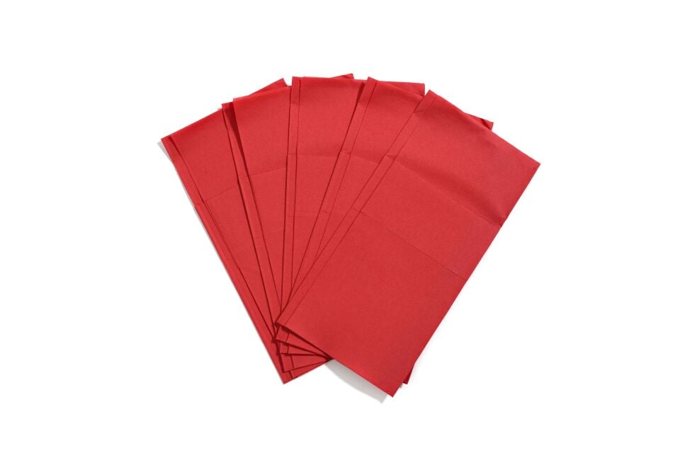 Çift Kat Kırmızı Cepli Peçete 1/8 40x40 cm (Açık hali) 1200 Adet
