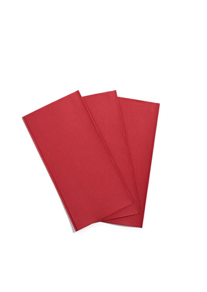 Çift Kat Kırmızı Garson Katlama Peçete 1/8 33x33 cm (Açık Hali) 1200 Adet