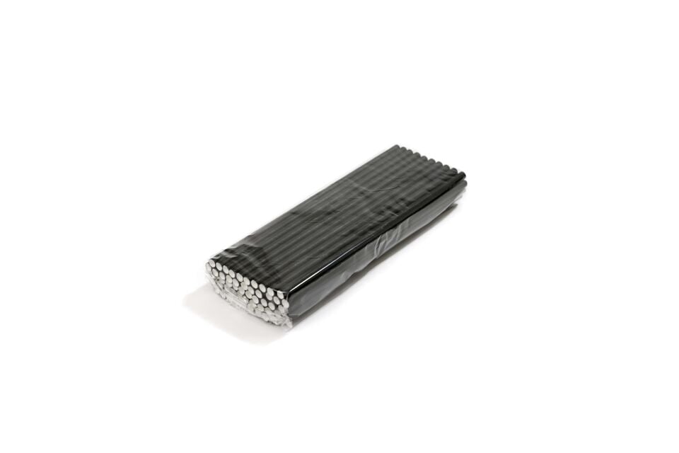 Kağıt Pipet Siyah Sargısız 6x195 mm (50'li Kutulu) 50 Adet