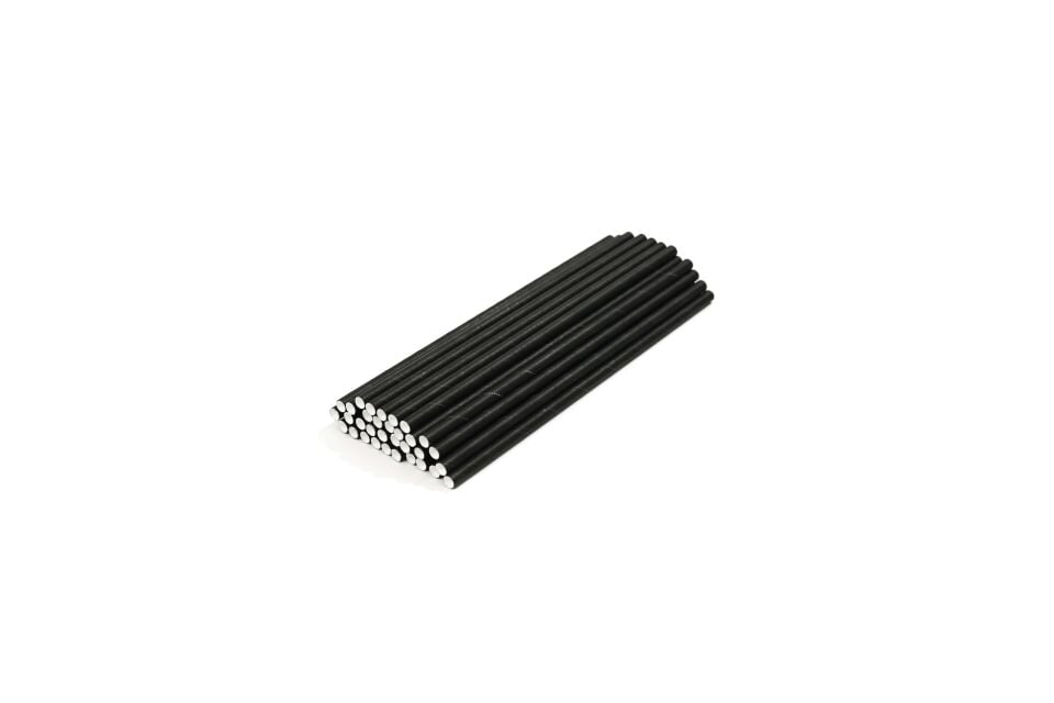Kağıt Pipet Siyah Sargısız 6x195 mm (50'li Kutulu) 50 Adet
