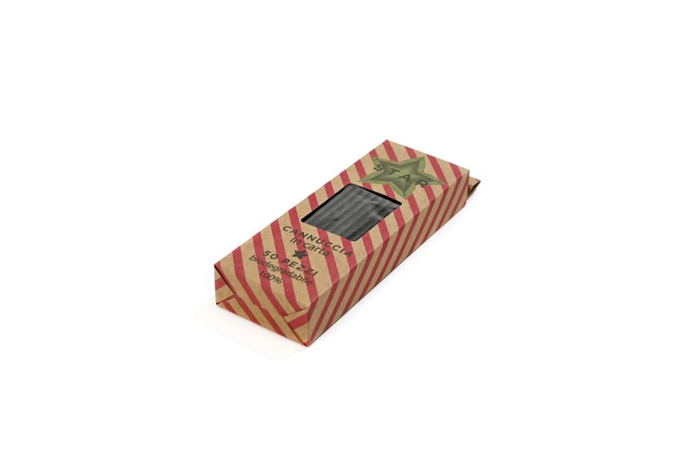 Kağıt Pipet Siyah Sargısız 6x195 mm (50'li Kutulu) 50 Adet