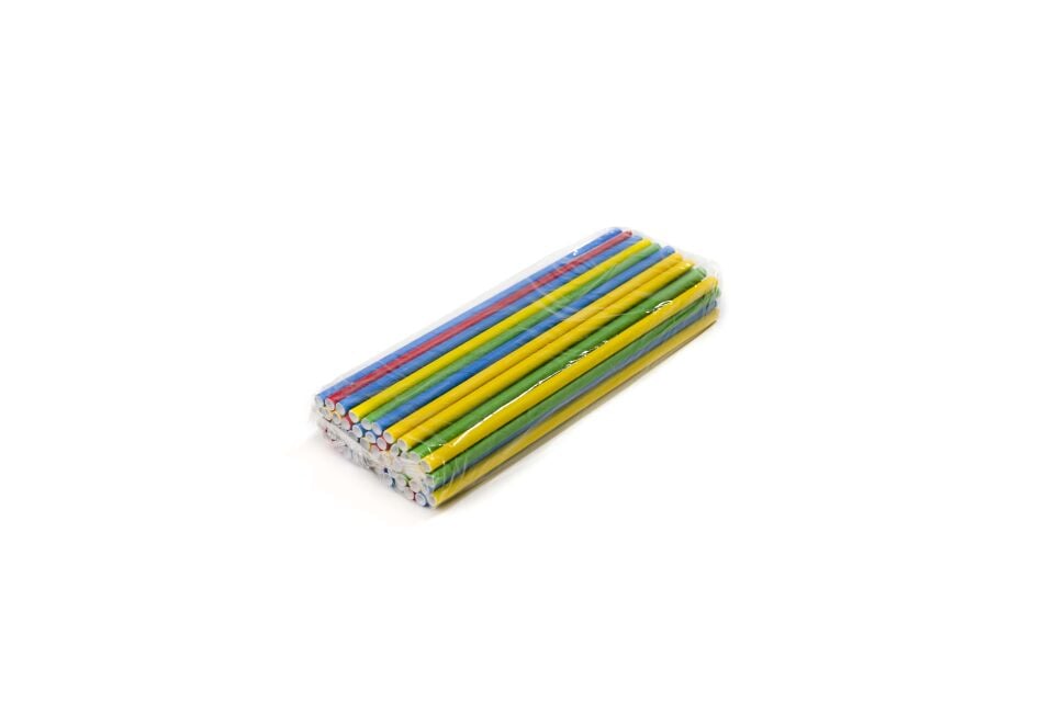 Kağıt Pipet Karışık Renkli Sargısız 6x195 mm (50'li Kutulu) 50 Adet