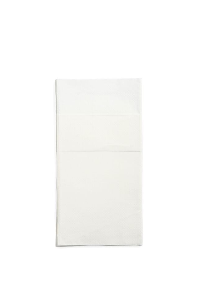 Çift Kat Beyaz Cepli Peçete 1/8 40x40 cm (Açık hali)
