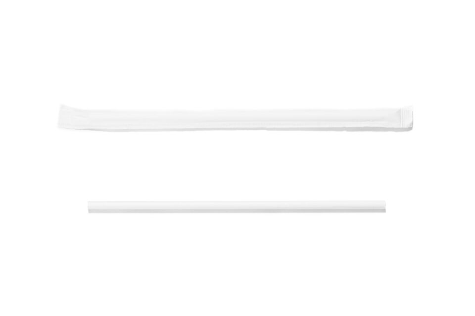 Kağıt Pipet Beyaz Sargılı 6x215mm