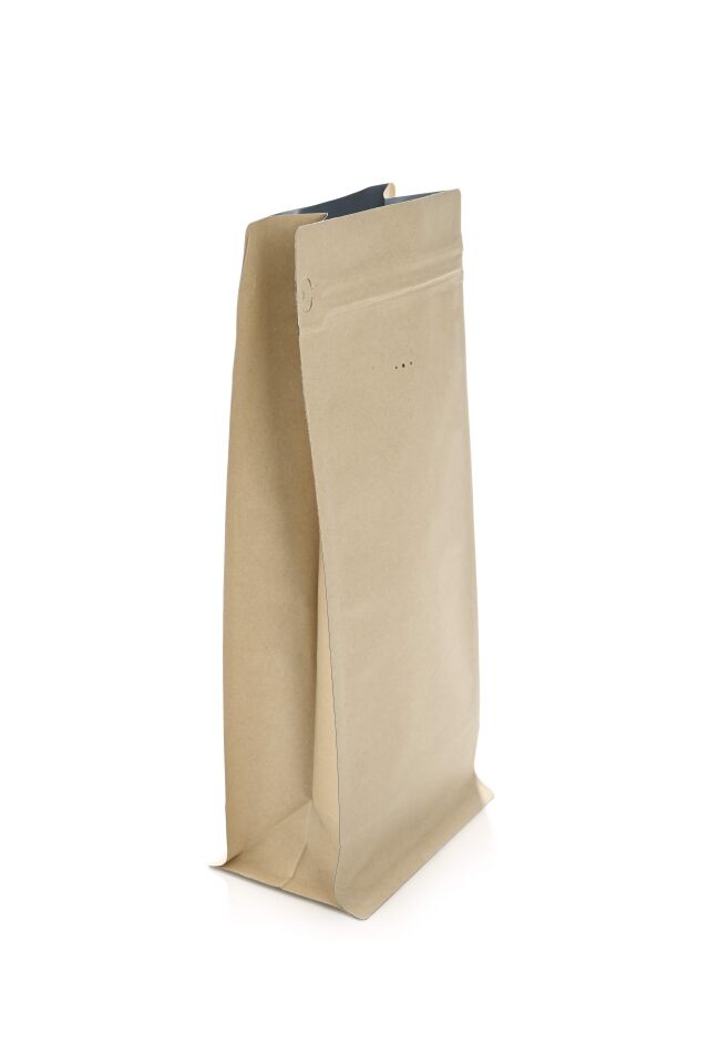 Valfli Flat Bottom Açık Kraft Alüminyum Önden Kilitli Ambalaj 14x33+5 cm-1000 gr.