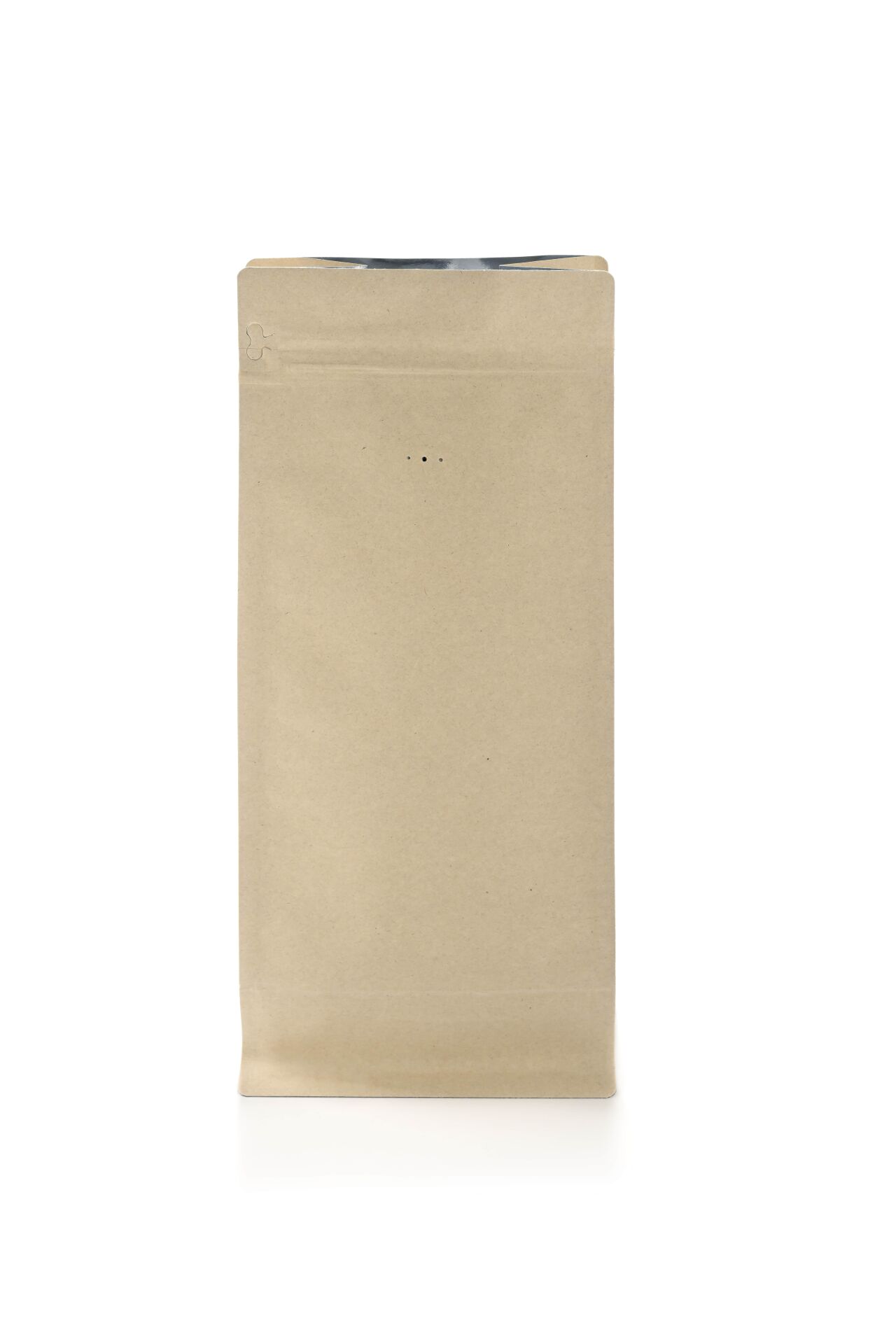 Valfli Flat Bottom Açık Kraft Alüminyum Önden Kilitli Ambalaj 14x33+5 cm-1000 gr.