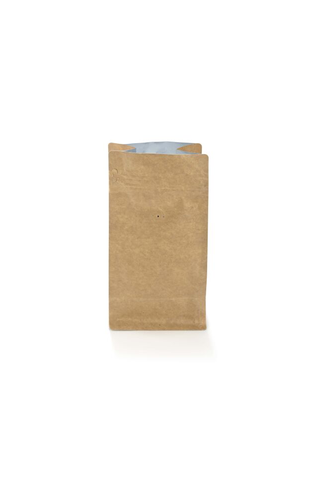 Valfli Flat Bottom Kraft Alüminyum Önden Kilitli Ambalaj 11,5x21,5+4 cm-250 gr.