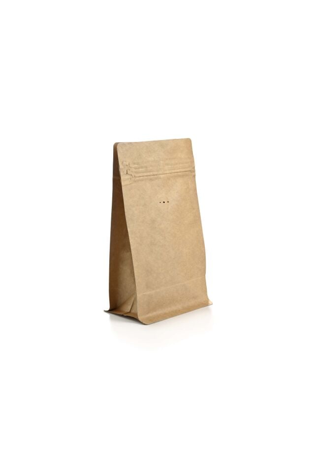 Valfli Flat Bottom Kraft Alüminyum Önden Kilitli Ambalaj 11,5x21,5+4 cm-250 gr.