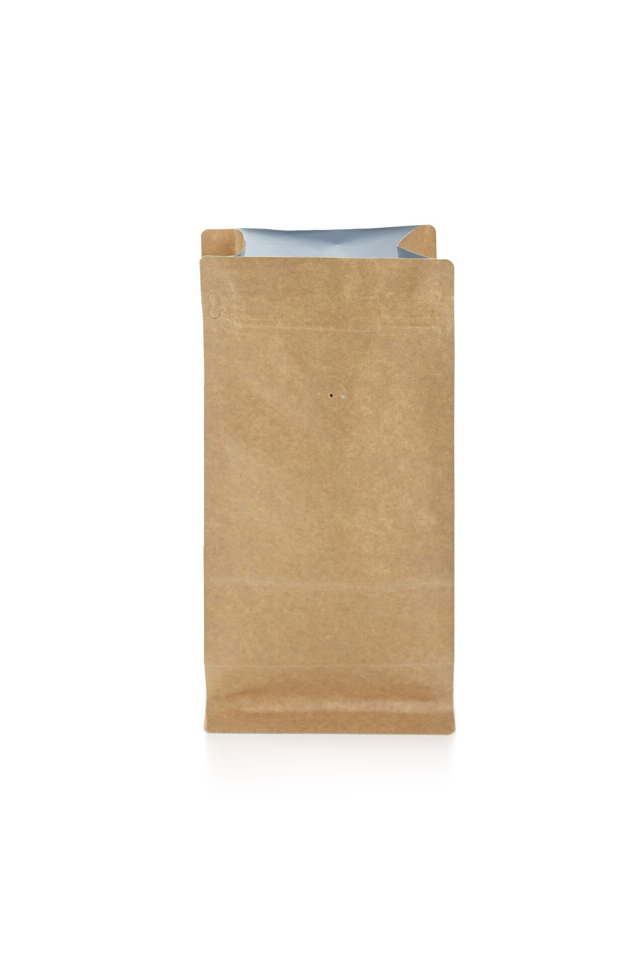 Valfli Flat Bottom Kraft Alüminyum Önden Kilitli Ambalaj 12,5x27,5+4,5 cm-500 gr.