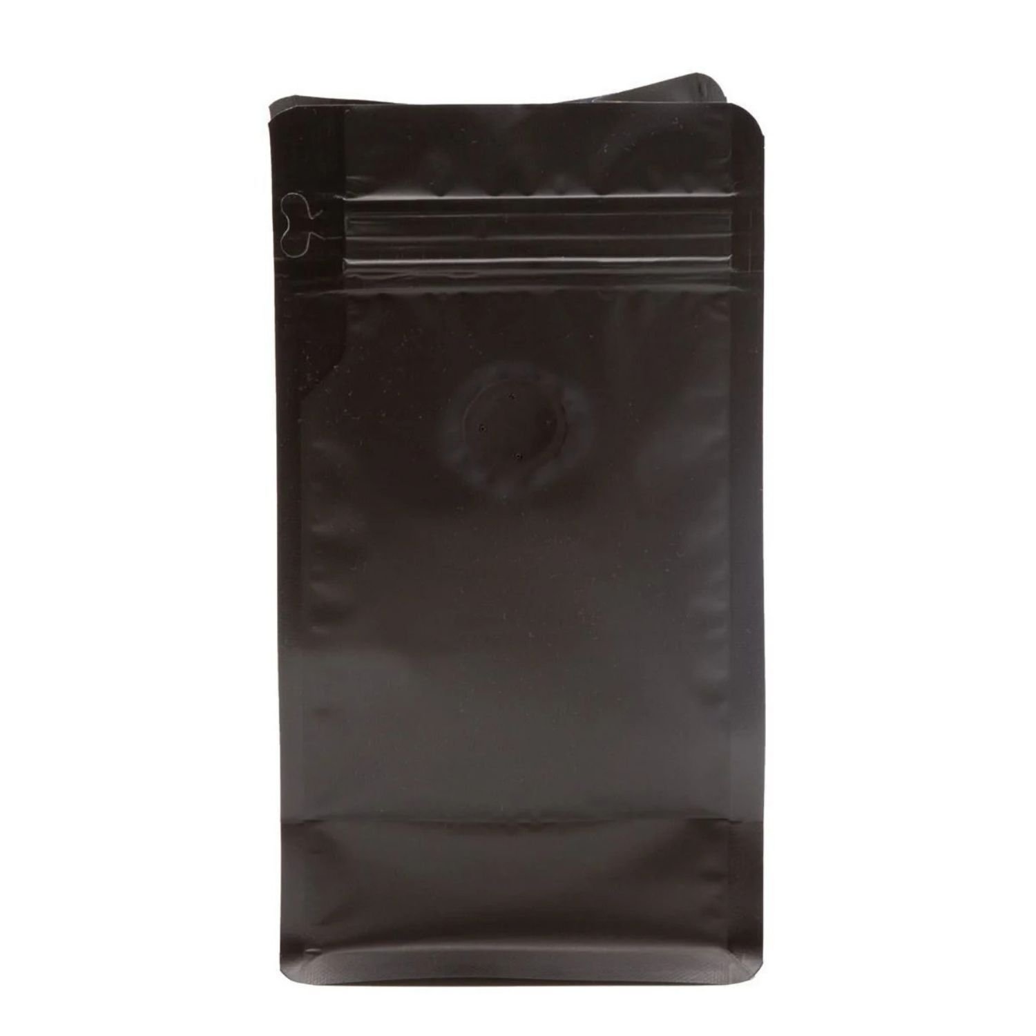 Valfli Flat Bottom Düz Tabanlı Mat Siyah Önden Kilitli Ambalaj 14x33+5 cm-1000 gr 500 Adet